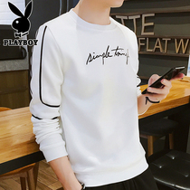 Playboy long-sleeved t-shirt mens spring and autumn top clothing trend T-shirt autumn white base sweater men