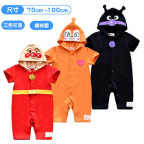 Spot: 2022 Summer climbing with cartoon bread Superman Costume Warriors Baby Conjoined Pure Cotton Short Sleeve Khaclothes