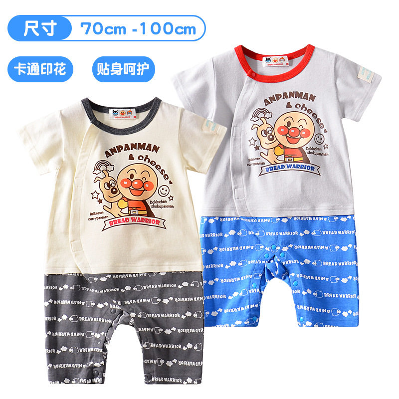 : bread Superman warrior boy dress male and female baby one-piece clothes pure cotton newborn Harvest baby climbing to summer 