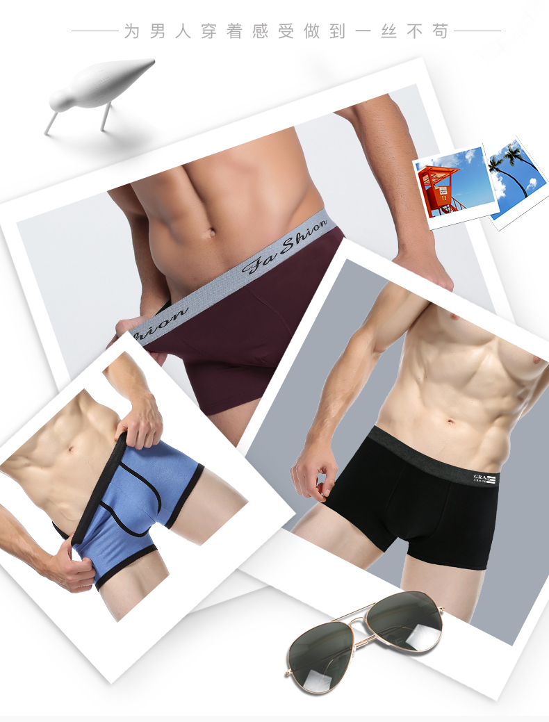 Đồ lót nam Quần bò nam Boxer Cotton Bốn góc Quần short Đầu thoáng khí Trắng Đen Thanh niên thủy triều Mùa hè Gói duy nhất quần sịp siêu nhân
