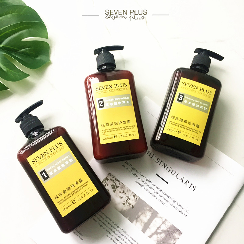seven plus green tea fragrance oil control shampoo conditioner shower gel set family pack anti-dandruff and itching men and women - Taobao