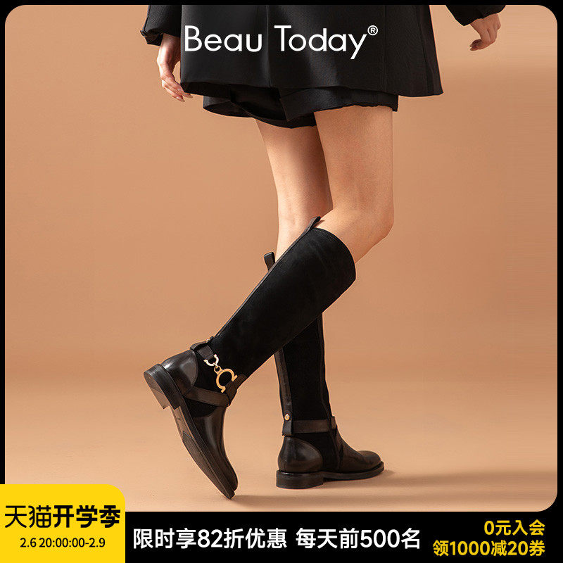 BeauToday New Retro Boots in autumn and winter with coarse black boots BT