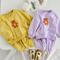 Baby sports sweater set spring and autumn baby Autumn casual clothes handsome girl new autumn dress foreign style cute