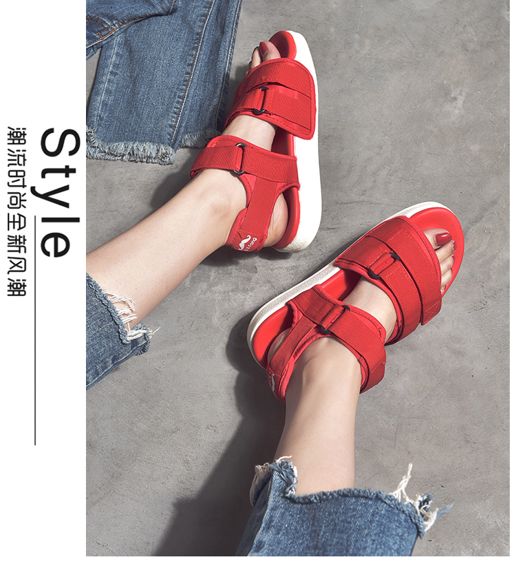 Giày sandal đế đỏ nữ 2019 mới hè phẳng đế bằng thể thao hoang dã đế dày đế dày đi biển - Sandal dép givenchy