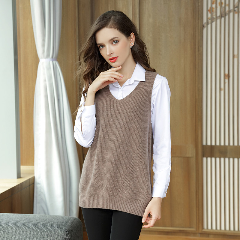 2021 Pure Kashmir Sweater Women's Pullover V-Neck Vest Vest Vest Vest Thickened Warm Knit Sweater E207