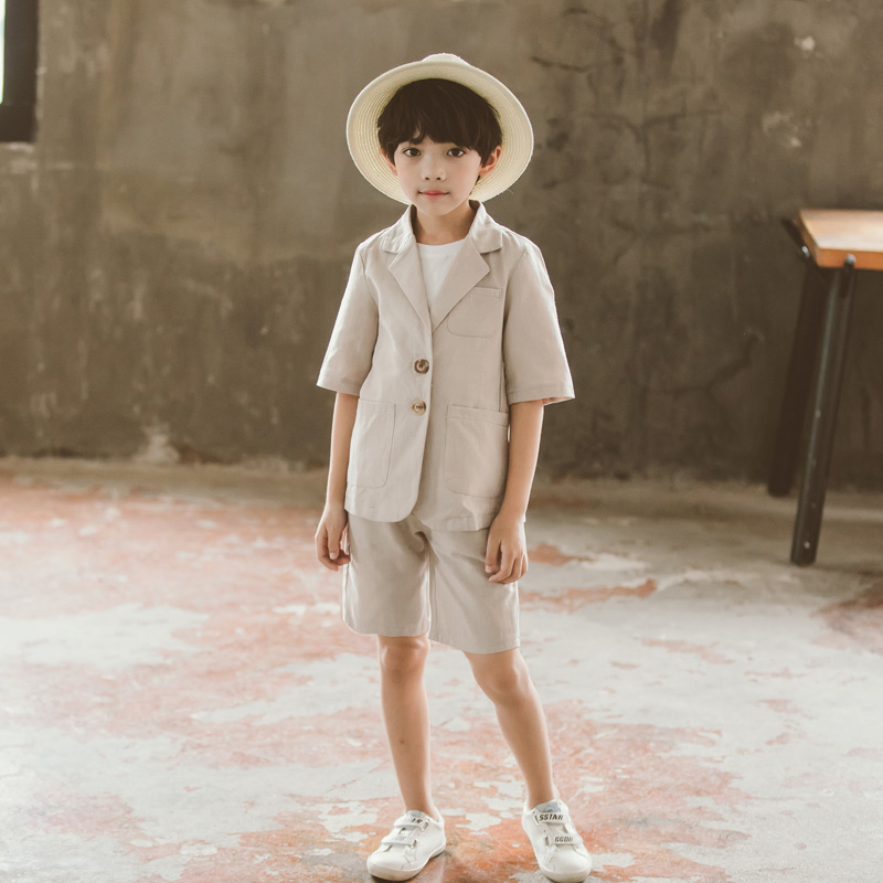 5 trai 6 Summer Suit 7 Little Boy 8 Mặc 9 Trung Boy 10 Handsome 11-Year-Old Summer Quần áo 12 năm 4 Tide.