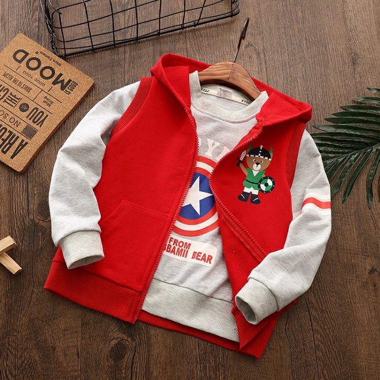 Áo vest trẻ em mùa xuân và mùa thu cộng với nhung 2018 mới cho trẻ em áo vest trùm đầu quần áo trẻ em mỏng Phiên bản Hàn Quốc của áo len trẻ em áo phao trẻ em