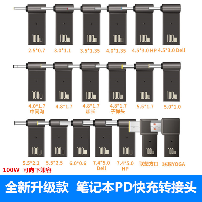 Type-C Female to Dc Laptop Mini Charger Pd Decoy Chip Fast Charging Adapter 100W