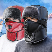Lei Feng hat female winter waterproof Puskin cap plus velvet scarf ear winter hat men cycling outdoor warm cotton hat