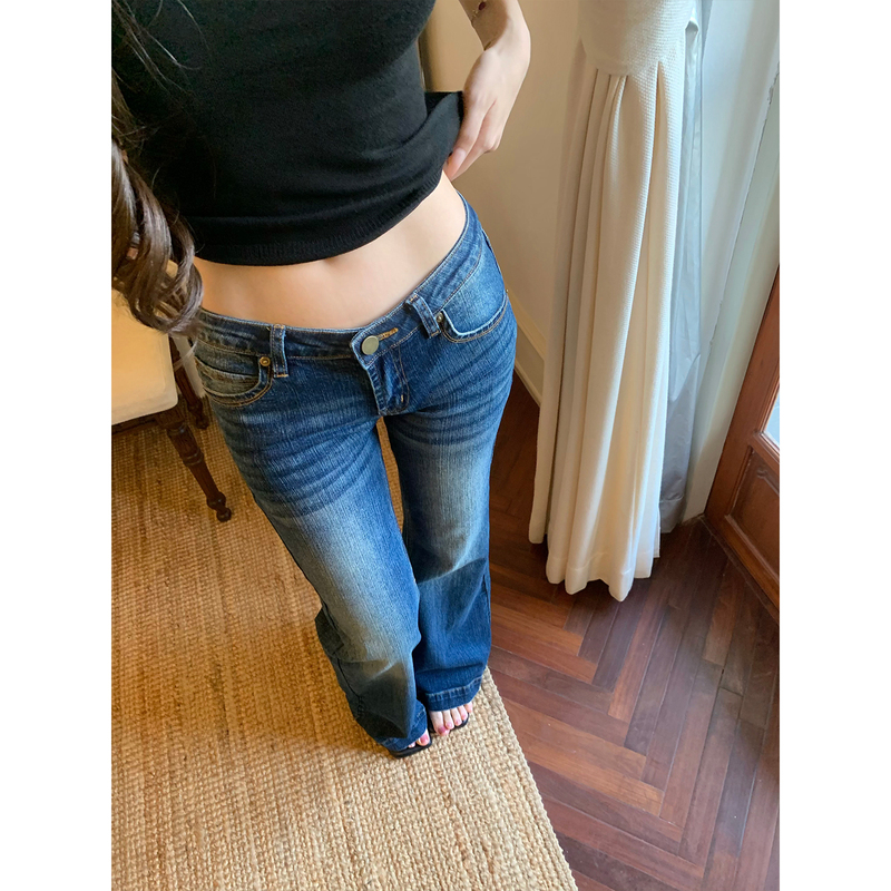 Gyokuu 【Fengshen Low Waist】2026Ss Blue Stretch Flared Jeans Gyokuu 【Fengshen Low Waist】2026Ss Blue Stretch Flared Jeans