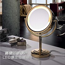 German Playhome Full Brass Band LED Light Desktop Beauty Mirror Room Makeup Mirror Bifacial Magnifier