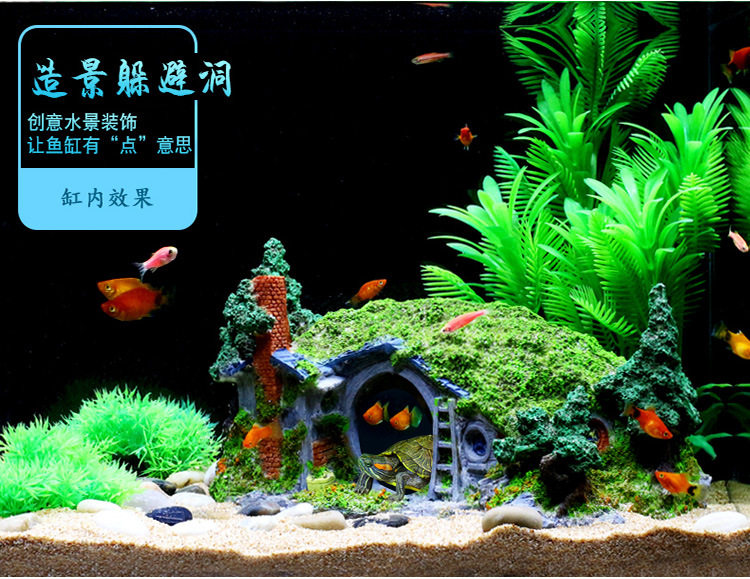 Fish Tank Decoration Emulation Tree House Hollow Hide Play Shelter From Cave Resin Build View Creative Wooden House Hem