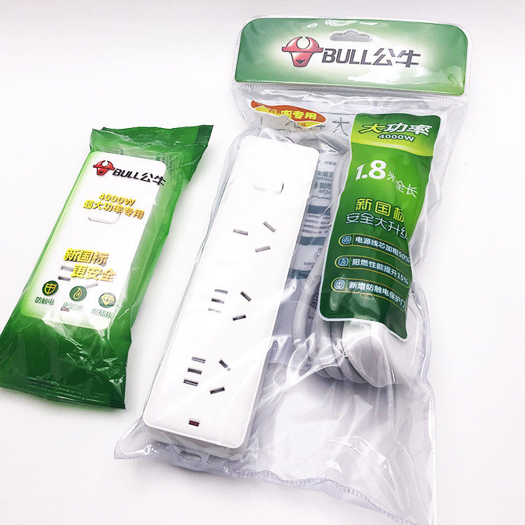 Bull belt line 16A high power socket extension line GN-103D household 1 8 meters air conditioner water heater wiring board