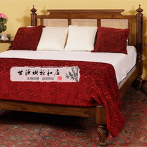 American retro old double bed country French folk solid wood rattan bed new style 1 5m 1 8m wedding bed