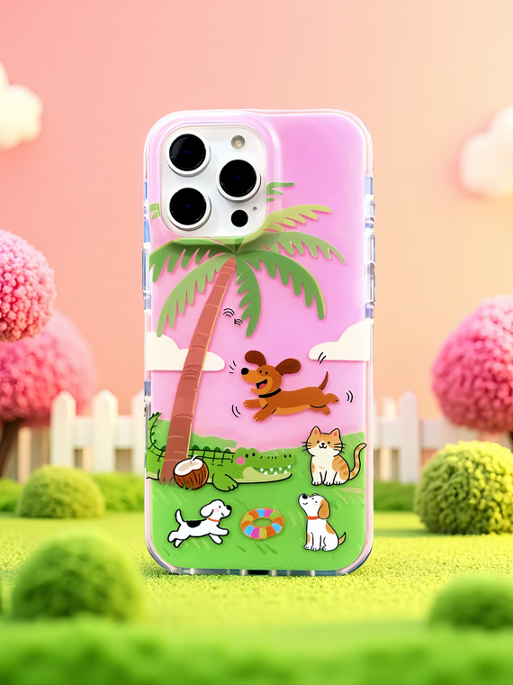 Vibrant Tropical Cartoon Animal 3D Hard Matte Anti-fall Girls iPhone Case