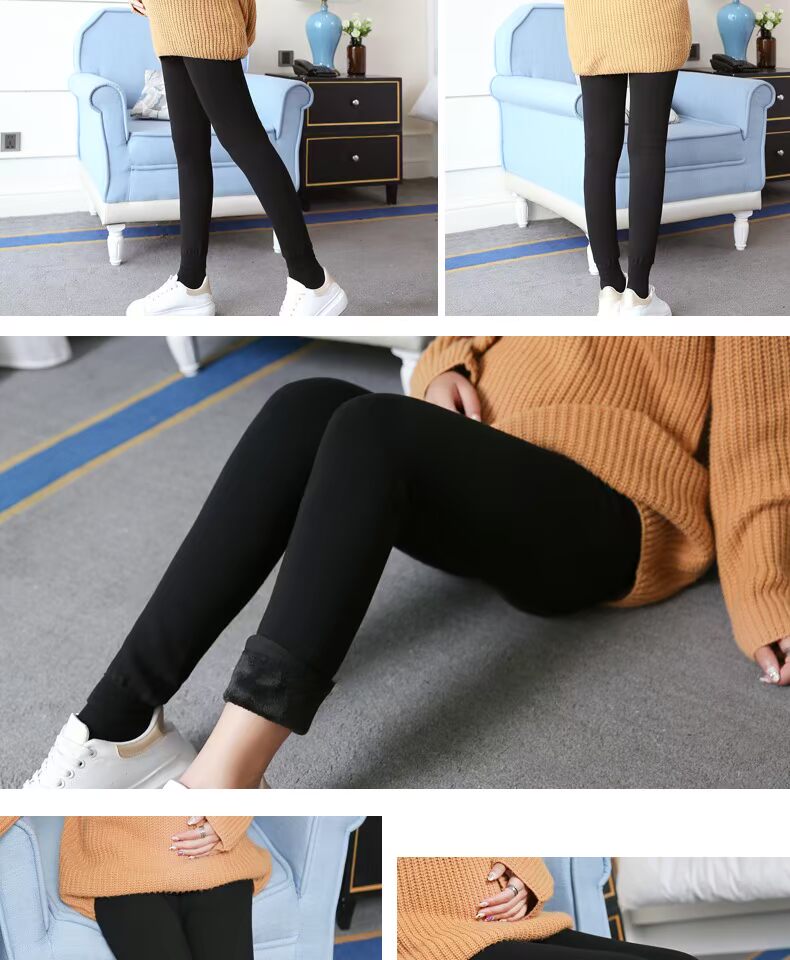 Bà bầu quần legging mùa thu đông cộng với quần nhung dày cho bà bầu cỡ lớn nâng bụng ấm quần quần bà bầu mặc quần mùa đông quần bầu lửng