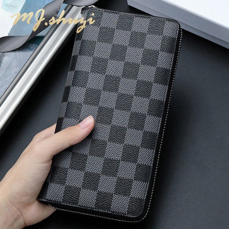 Mj Wallet Men's Genuine Leather Long Zipper Clutch Bag Multi-Card Slots Large Capacity New Men's Bag Clutch Bag