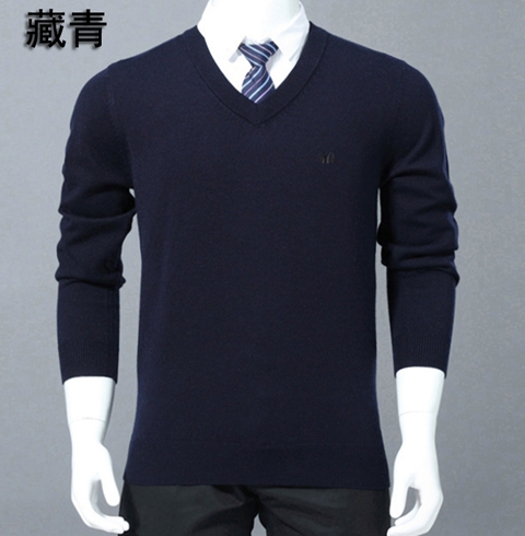 Áo len cashmere mùa đông nam v-cổ dày áo len áo len trung niên gà trái tim cha mặc áo len ấm áp áo nam đẹp