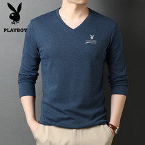 Playboy mens T-shirt 2020 autumn new products mens round neck simple printing slim long-sleeved T-shirt men