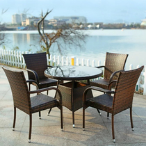 Outdoor table and chairs Combined courtyard Leisure open air Balcony Rattan IRON ART OUTDOOR VILLA GARDEN TERRACE WATERPROOF RATTAN CHAIR