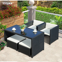 Balcony table and chair garden table outdoor leisure terrace chair tea couple combined three or five pieces of outdoor vine chair