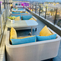 Outdoor vine sofa courtyard balcony recreation area with vine chair open air card outdoor terrace double vine sofa