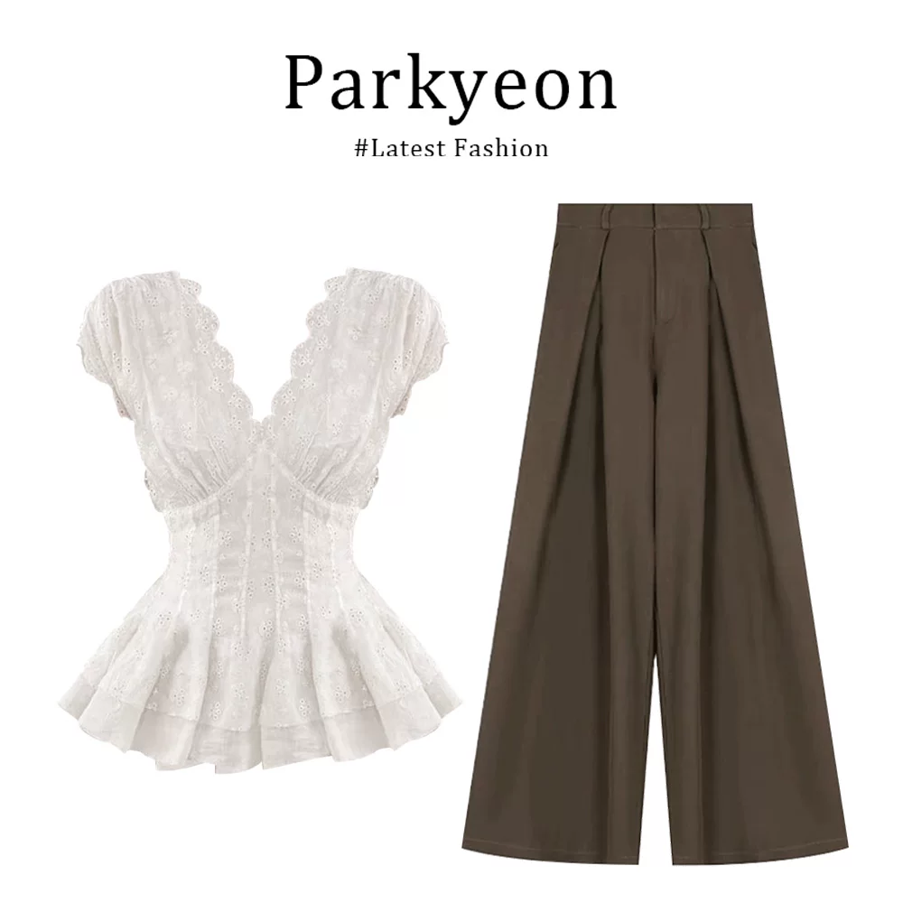 Кружевной жилет, брюки, комплект, французский стиль, стиль Chanel