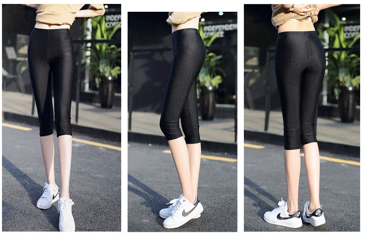 Quần legging mùa hè năm điểm quần short nữ mỏng chống chói băng lụa mặc quần an toàn bảy điểm mỏng và size lớn bó sát - Quần short