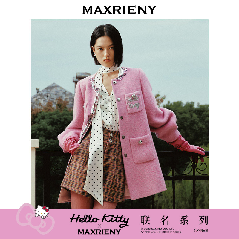 (MAXRIENY x Hello Kitty joint series) Poldot printed shirt 2023 Winter-Taobao