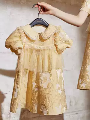 MAXRIENY GIRLS JACQUARD PRINCESS DRESS 2021 AUTUMN NEW RETRO short-sleeved DRESS Western style doll DRESS