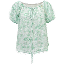 MAXRIENY floral polka dot printed chiffon shirt 2024 summer new one-shoulder top for women slim and slim