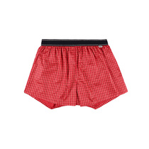 YESCODE Korean mens youth cotton fabric red minimalist striped in waist flat angle loose pants Aro pants