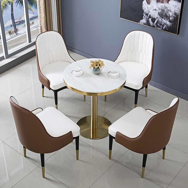 Minima talks table and chairs Combined sample house display center Business reception desk small family dining table Balcony Leisure small round table