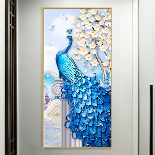 Peacock Cross Stitch 2024 Новая линейная вышивка гостиная крыльца Вертикальная версия вышивки ручной работы коридора современный стиль