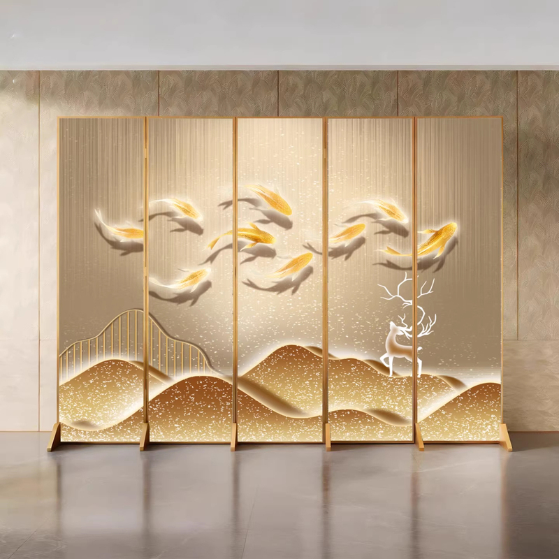 Screen Partition for Living Room, Office, Tea Room Background, Movable Folding Hotel Restaurant Decorative Wall, Modern and Simple