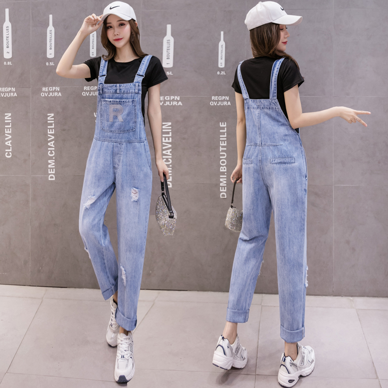 Real shot of autumn 2020 new Korean version of all-in-one pants jeans