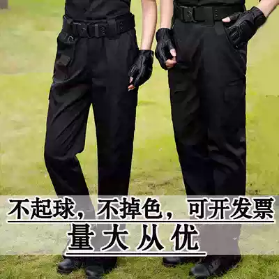Summer security training pants Men's black autumn and winter velvet wear-resistant overalls pants Tactical pants Combat pants training pants