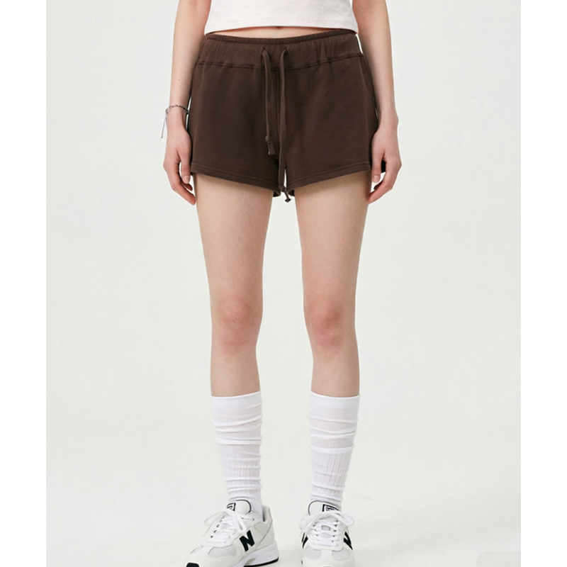 2026 Cotton Comfortable Shorts American Casual Elastic Waist Drawstring Brown Leg-Lengthening Versatile Sports Pants