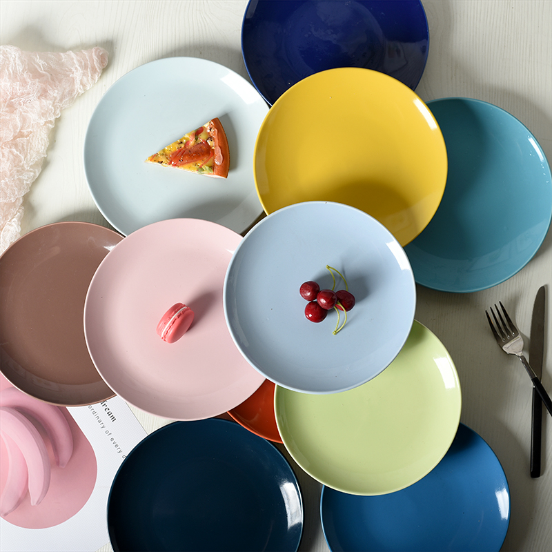 Blemish Simple European ceramic disc Household plate Western plate Steak plate Italian pasta inventory heart flat plate Breakfast plate