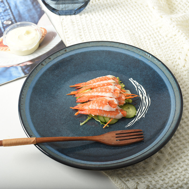 Day Style Creative Ceramic Cutlery Dins Net Red Western Dining Tray Personality Pizza Pan Round bull Platter Plate Blemish