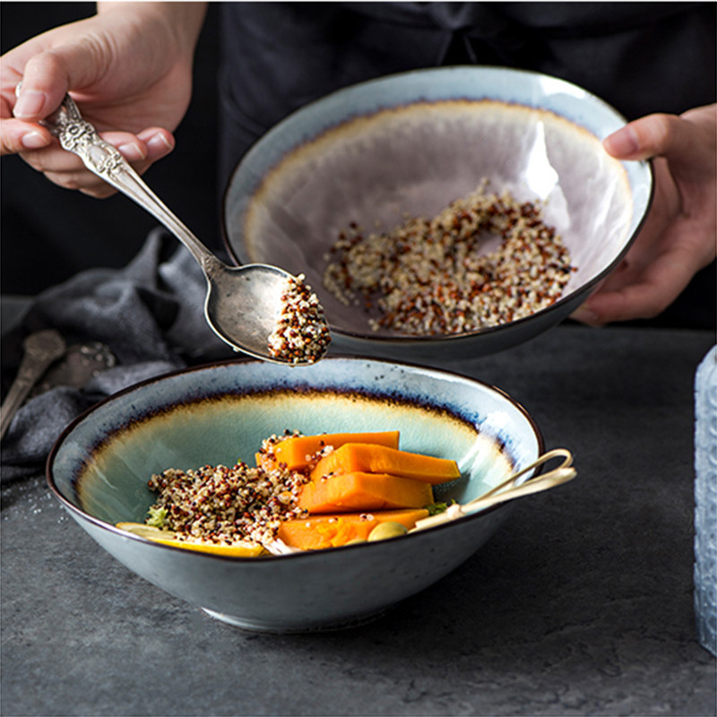 Nordic creative ins net red wind ceramic soup bowl instant noodle bowl fruit bowl salad bowl dessert bowl household tableware flaws