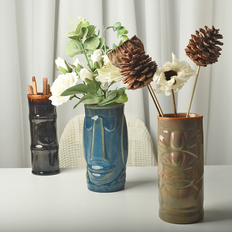 (Yes vase is also a containing jar) Ceramic retro vase containing cylinder Chopstick Cylinder pen holder Flower Inserts flaws-Taobao