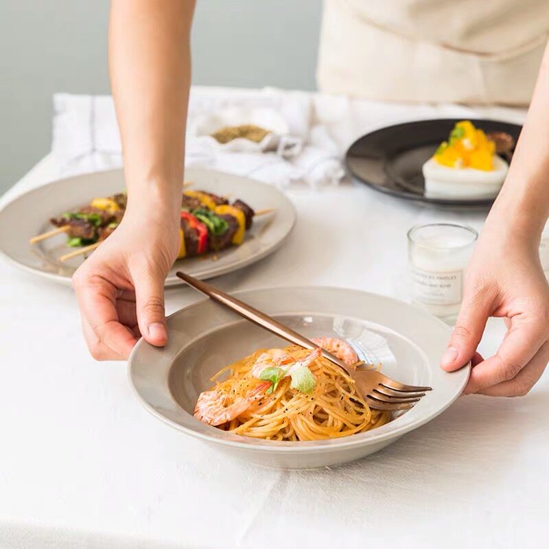 Creative home ceramic tableware plate Deep plate Salad plate soup plate Salad plate vegetable bowl Soup bowl bowl public art dining room