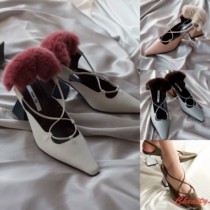  (Chenity Boutique)YUUL YIE plush heel strap ballet high heels two-color selection