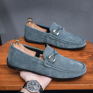Men's Loafers Summer 2026 New Style Suede Leather Slip-On Driving Shoes Men