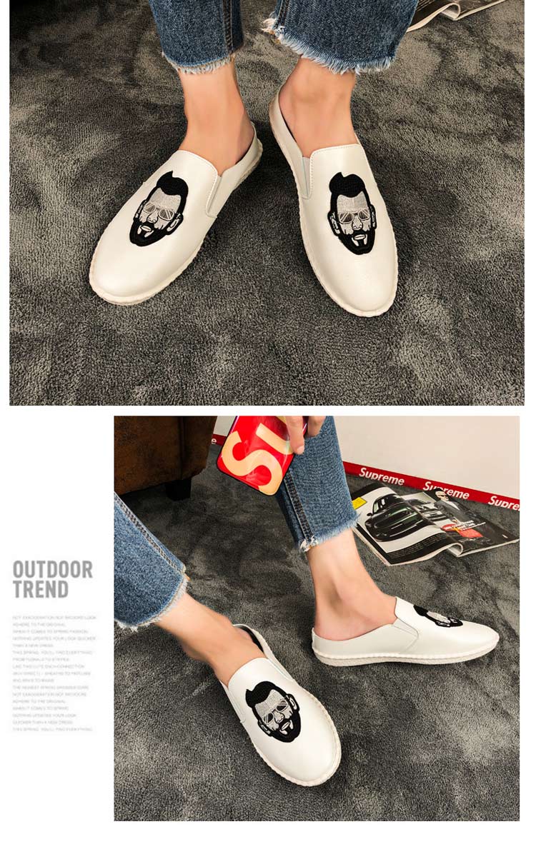 Một nửa dép nam Mùa hè xã hội Chàng trai Đậu Giày Túi xách nhanh Giày da đỏ Không gót Việt Nam Tide Man Sandals dép da nam