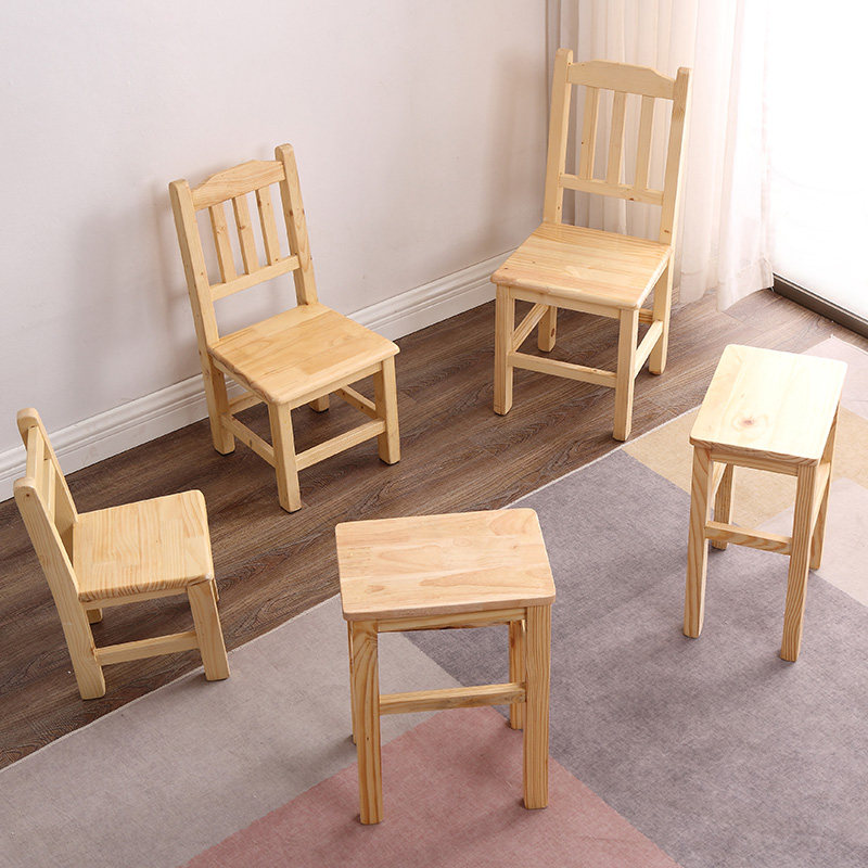 Full Solid Wood Small Stool Bench Home Leaning Back Chair Kindergarten Children Thickening Learning Chair Adult Outdoor Fishing Stool