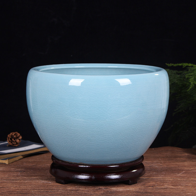 Jingdezhen ceramic fish tank living room desktop goldfish tank large water lily tank bowl lotus basin turtle tank narcissus porcelain basin