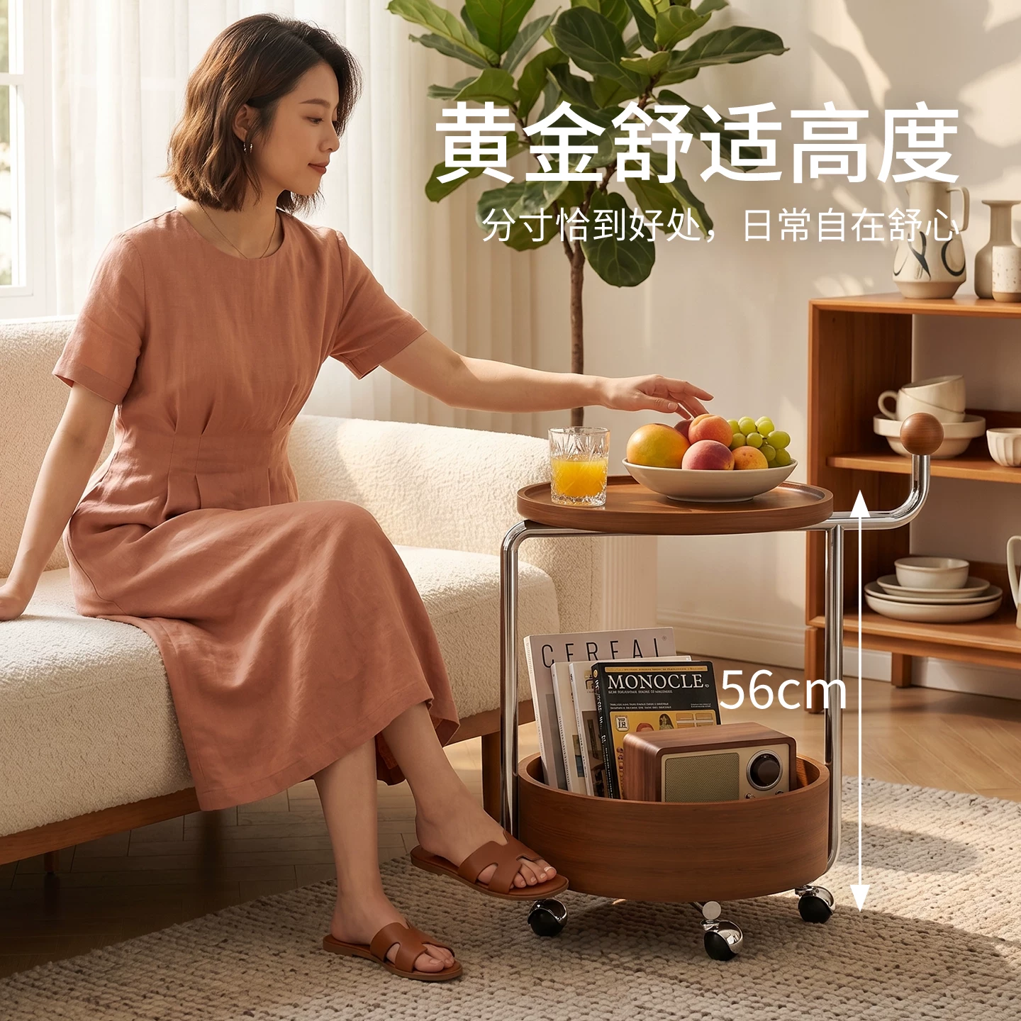 Медиieval стиль т trolley storage rack для гостиной, высоко выглядящий подвижный маленький круглый стол, полка хранения снеков возле дивана