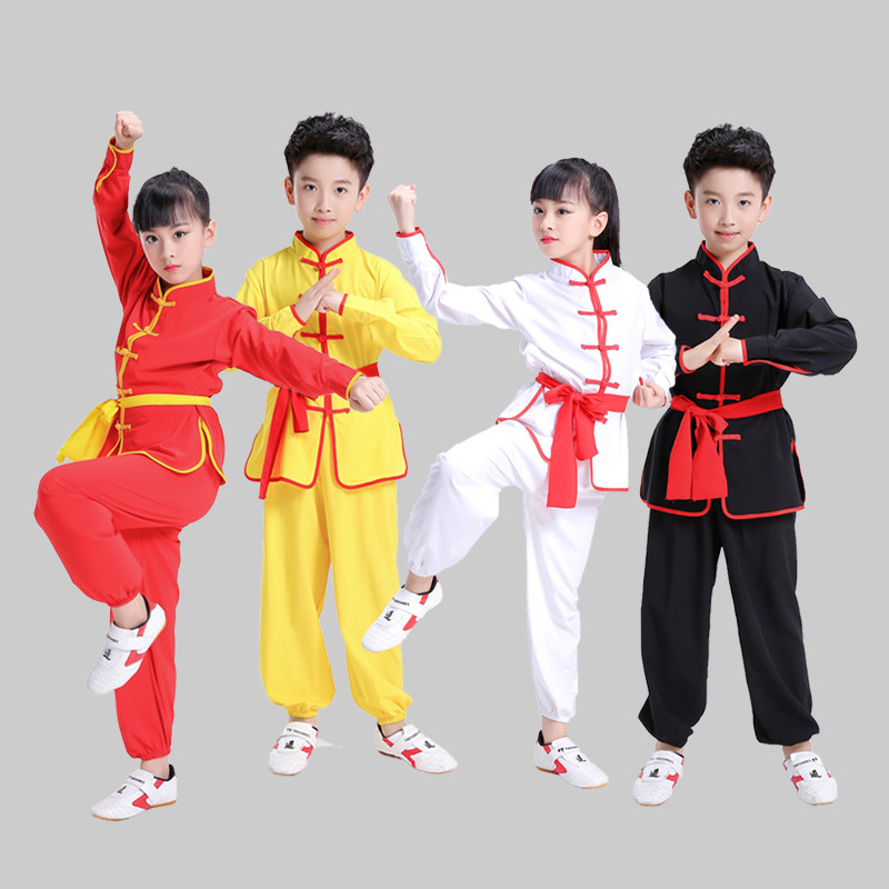 Martial arts costume long sleeves children's practice kung fu set practice martial arts costume autumn winter tai chi costume female male performance clothes Chinese style
